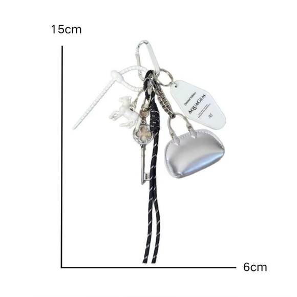 1pc Simple Silver Baby Keychain; 1pc Laser Small Horse Keychain Pendant Y2K - Picture 6 of 7